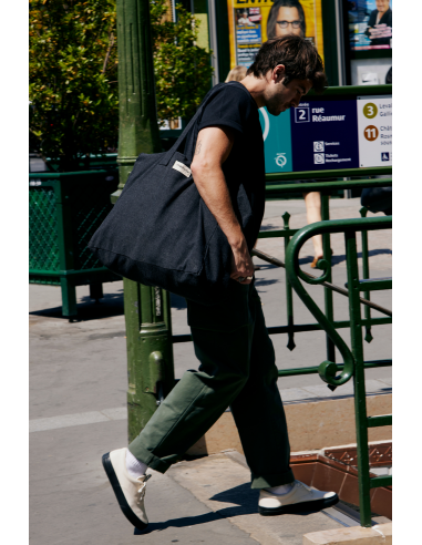 Elzévir le grand sac weekend - Coton recyclé noir une grave pollution 